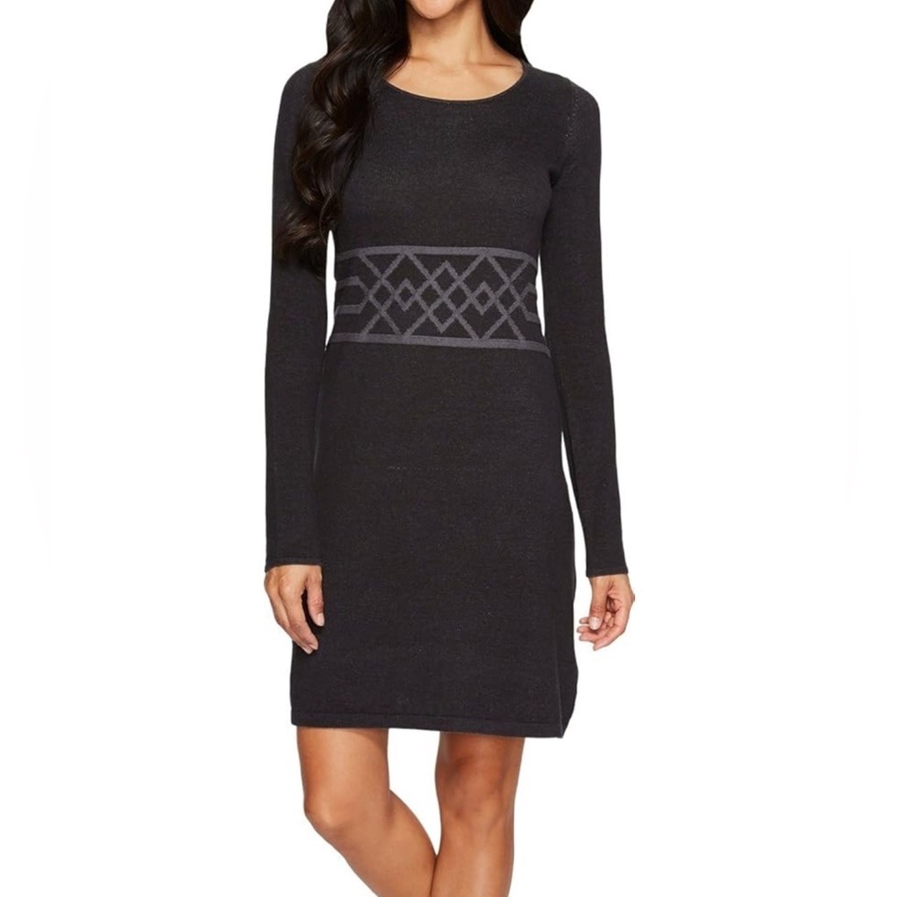 Aventura Organic cotton Black/Gray Dress with Geometric Pattern sz large